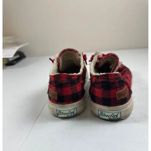 Blowfish Malibu Women's Plaid Sneakers 100% Cotton Red & Black Size 7.5