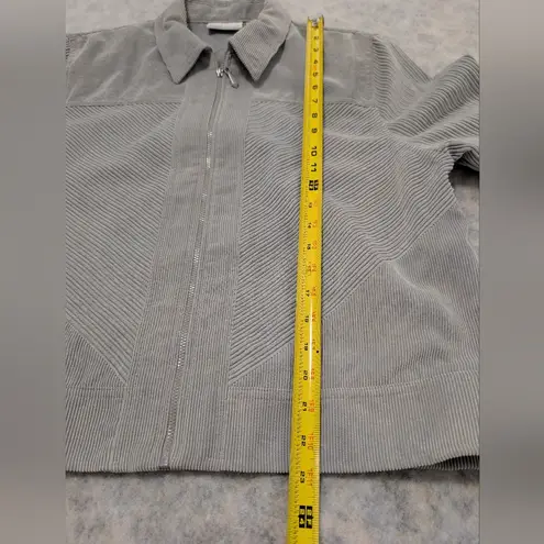 Alfred Dunner Vintage Gray Corduroy Jacket Petite Zip Front Soft Neutral Y2K Ret