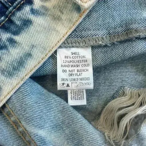 Fantastic Fawn Blue Fringed Western Distressed Denim Jacket Womens Size M