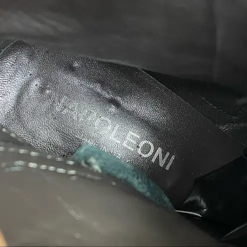 Napoleoni Italy Croc Embossed Leather Moto Zip Ankle Boots: Black Size 7.5