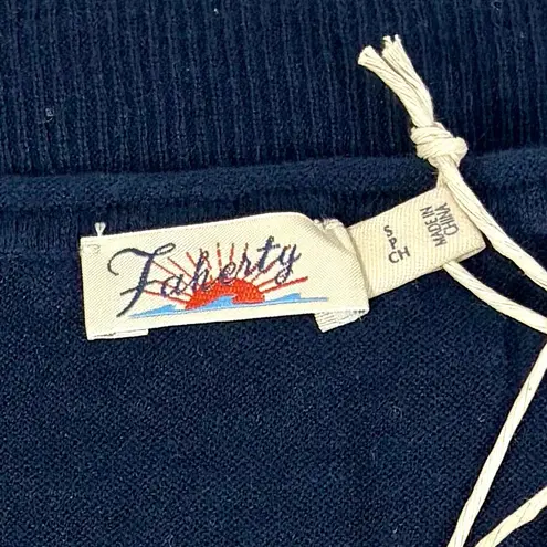 Faherty Golden Hour Crewneck Sweater Navy Calico Stripe Small NWT Blue