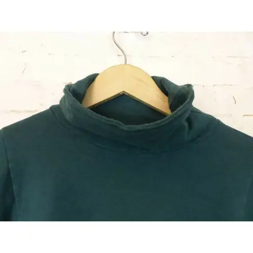 NSF Mock Turtleneck Long Sleeve Fleece Sweater Pullover High Low Green Womens S