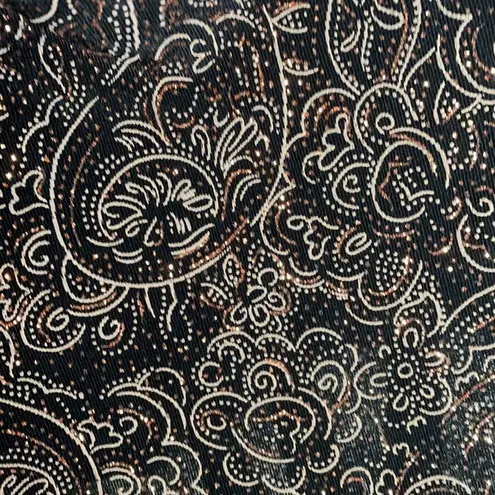 XScape evening paisley shimmer drape neckline top size L