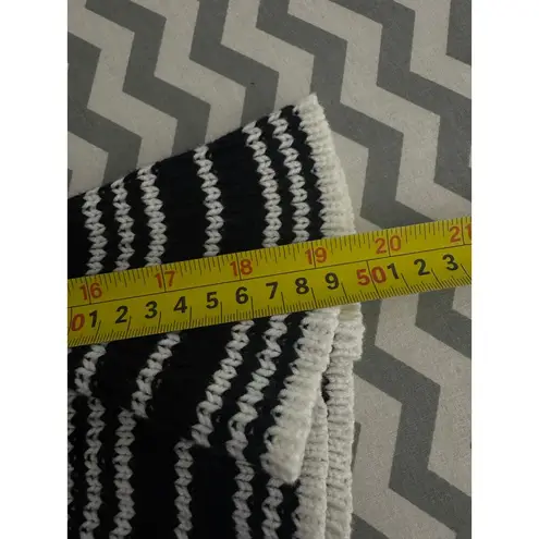 Chico's Black Open Knit Sweater Size 1 – Striped Bell Cuffs