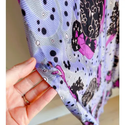 Vintage 70s Maxi Dress Sea Siren Print Purple Black Sexy Fit Side Slits Maxi Size 6