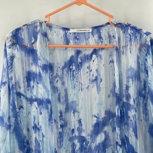 CARAMELA Beach Coverup Small Duster Kimono Longline Open Cardigan Sheer Resort