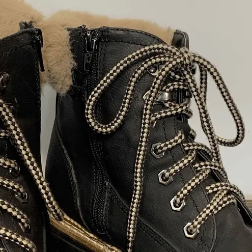 Steve Madden Steve Women's Madden Hiking Ankle Boots Faux Fur Lace Up Alaska Black Vegan 8M