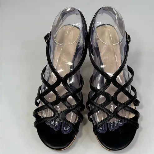 FERGIE "Villa" Cork Wedge Strappy Sandals Black