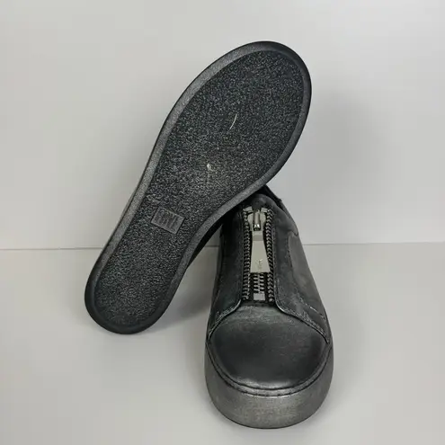 Frye  Shoes Women's Sz 6.5 Lena Low Zip Up Leather Casual Sneaker Silver Metallic