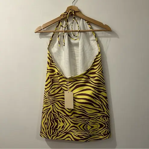 Meshki Tali Zebra Print Halter Mini Dress XXL