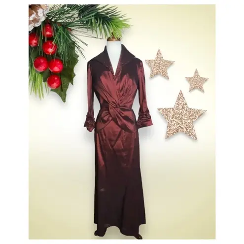 Tadashi Shoji Tadashi Collection Burgundy Wine Taffeta Christmas Party Formal Skirt Set 6