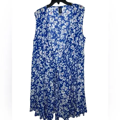 Swimsuits for All Blues/greens Watercolor Floral Print Coverup Size 14/16