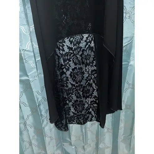 Cha Cha Vente Low High Black Silky Lacey Back Blouse 3xl