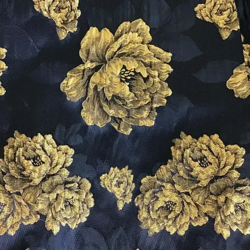 Pink Martini Collection Women Embroidered Midi Cocktail Dress Sz. Med Black/Gold