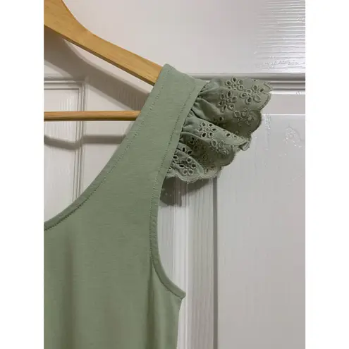 VERO MODA Broderie Frill shoulder bodysuit green size Large NEW