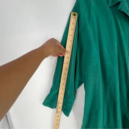 Tianello TENCEL Plus Sized Aida Blouse Button Front Garment Dyed Green Size 1X