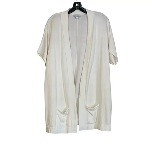 Joan Rivers Size Small Cream Short Sleeve Drop Shoulder Knit Cardigan Pockets