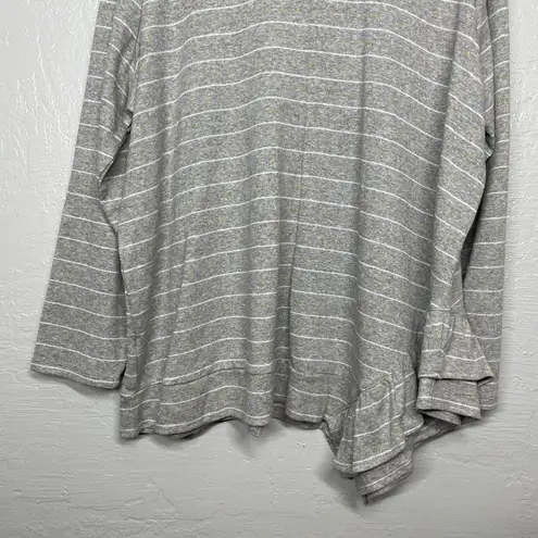 Lane Bryant  Women Plus Size 26/ 28 Gray White Gold Stripe Sweater Ruffle