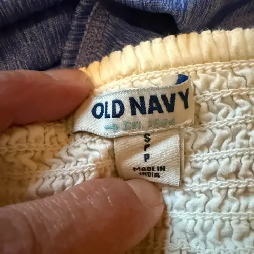 Old Navy  Chic Strapless White Dress with Pink and Blue Details and Lined Bottom