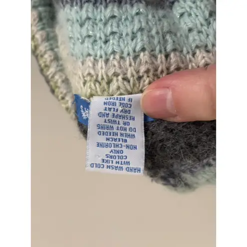 Vintage Y2K Delias Large Striped Sweater Hoodie Full Gray Green Blue 90s 2000s