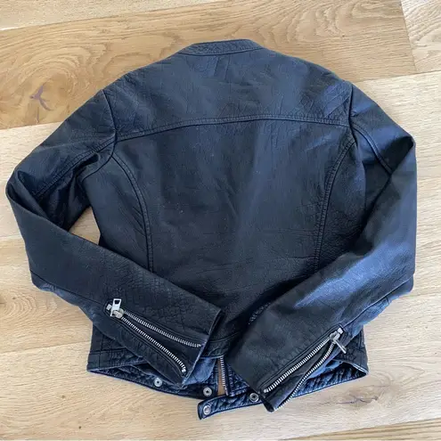 Topshop  Leather Moto Jacket in Black