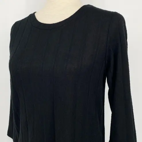 Bobeau NWT Wide Rib Crew Neck Side Slit Top Black Size Small Knit Casual