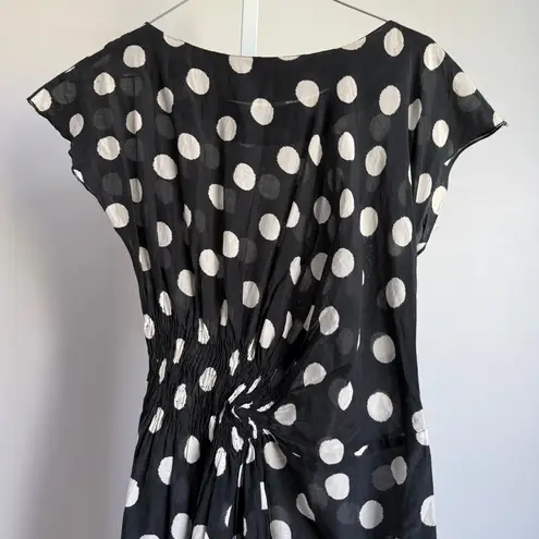 Aryn K . Black White Polka Dot Twist Front Dress Size S