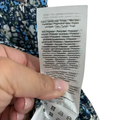 VERO MODA Maxi Skirt Blue Floral Broomstick Boho Tiered A-line Elastic Size M