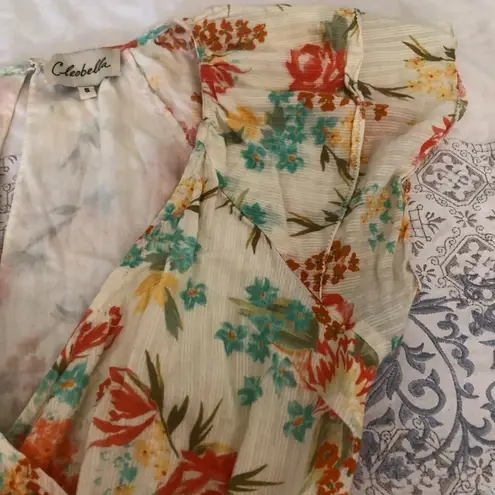 Cleobella  Dress mini size small cotton floral orange cream lined