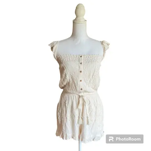 American Eagle  Eyelet Off The Shoulder Flutter Sleeve Romper- Size Small