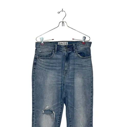 Daze Women's Jeans Splatter Straight Leg Frayed Hem Denim D6201VOT