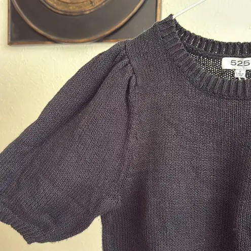 NWT 525 America chunky knit puff sleeve sweater top Black