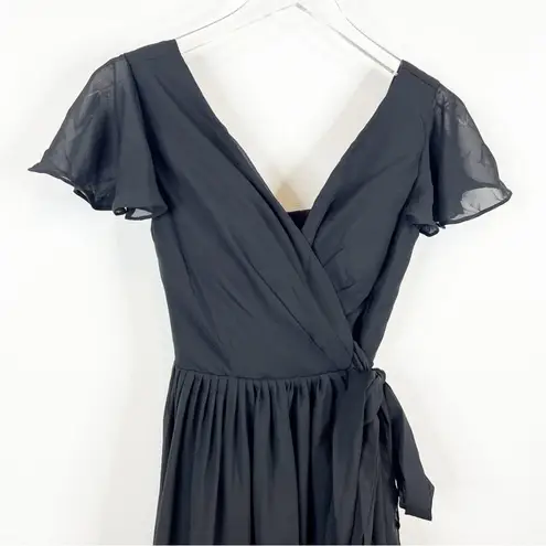 Lavetir Long Chiffon Bridesmaid Slit Leg Dress 2 Black