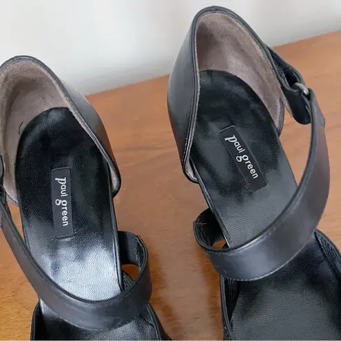 Paul Green • Desire black leather heels pumps d'orsay point toe strap stiletto