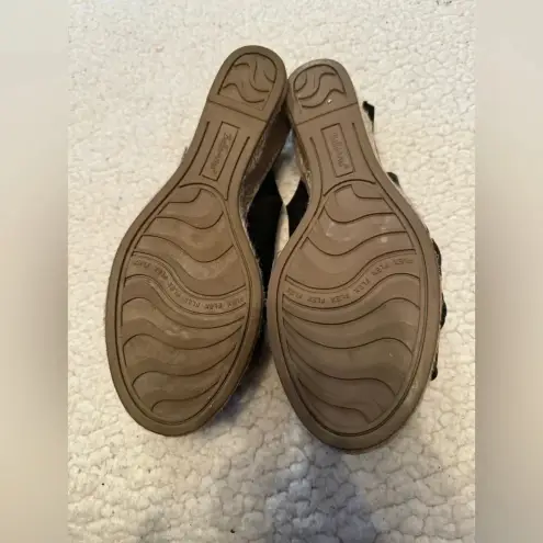 Bella Vita Bella‎ Vita Women’s black brown rope wedges strappy peep toe heel size 8M