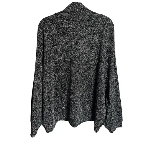 Andrew Marc Sport Womens 3X Black Silver Glitter Mock Neck Sweater Pullover