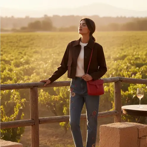 Floral Embroidered Straight Leg Jeans Blue Size 8