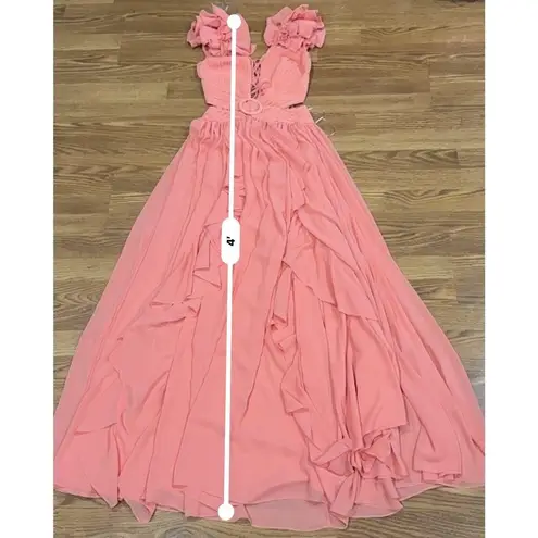 PATBO ORANGE FLUTTER SLEEVE RUFFLE MAXI PARTY DRESS size 2 / 34