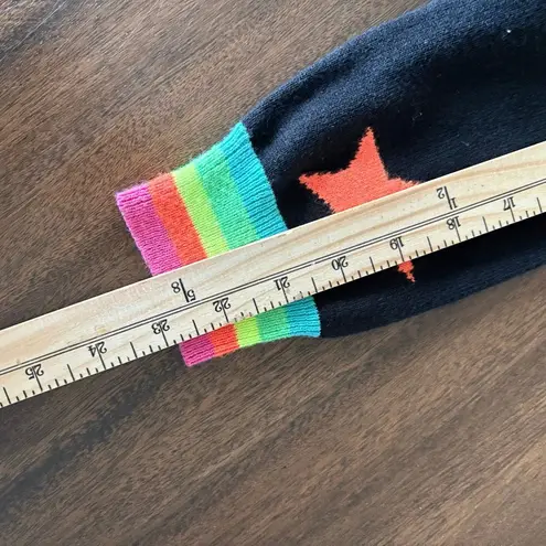 WISPR Brodie Summer Star Cotton Silk Sweatshirt Size XS Black and Neon Rainbow