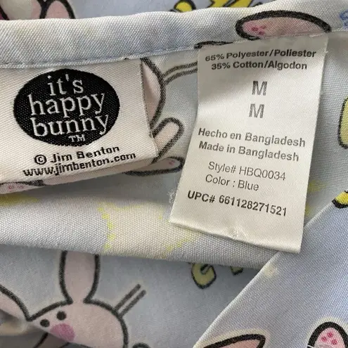 It’s Happy Bunny Jim Benton Scrub Top Women’s Size M Light Blue Pink White Size M