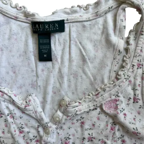 Ralph Lauren LAUREN  Vintage Size Medium, Floral Nightgown Chemise Button Neck