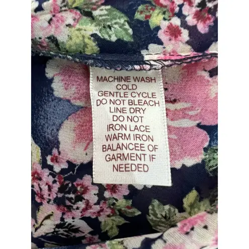 belle du jour Blouse Plus Size 2X Floral Keyhole Sheer Lace Multicolored Hi Low