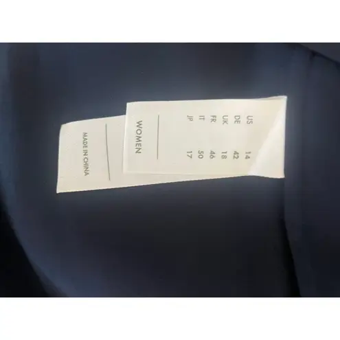 LILYSILK Pleated Sleeveless Silk Midi Dress Navy Blue NWT NWD Size 14 Mulberry