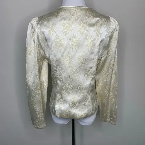 Vintage Cream Gold Metallic Brocade Blazer Sz Small