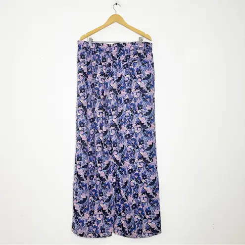 Marine layer Allison Trouser Wide Leg in Violet Watercolor Size XL - Image 4