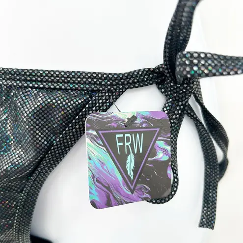 Freedom Rave Wear NWT FRW Y2K Festival Glitter Carbon Fiber Two Piece Bikini Set