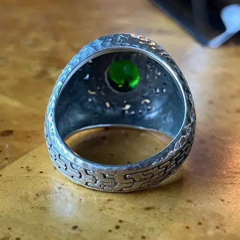 Natural Chrome Diopside Sterling Silver Hammered Ring Size 6