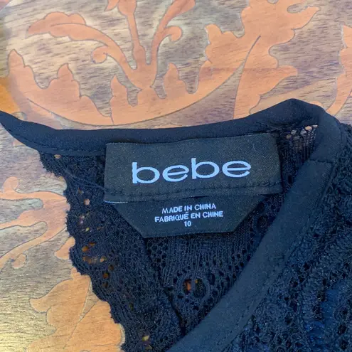 Bebe  Women’s Size 10 Medium Sheer Black Lace High Neck Bralette Top