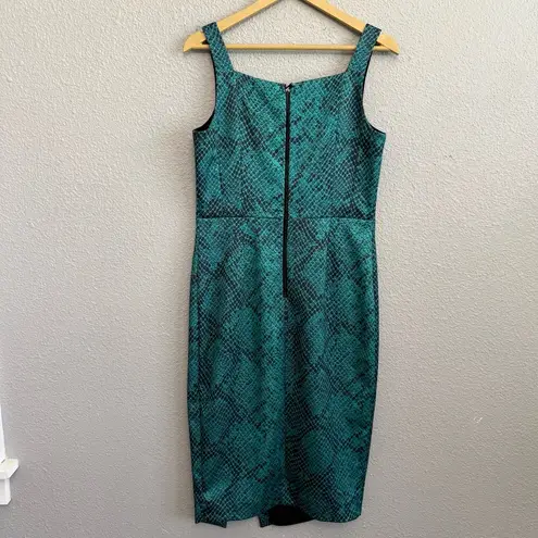 Elegant Snakeskin Print Midi Dress Size 12 EUC Green