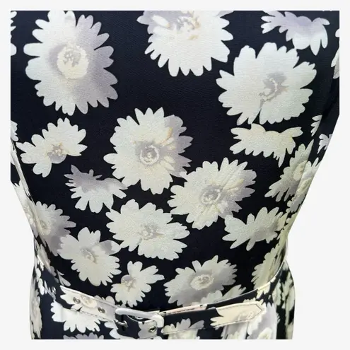 August Silk black white daisy print sleeveless dress wedding guest M